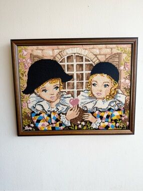 Handmade Cross Stitch Harlequin Children Wall Art - Multicolor